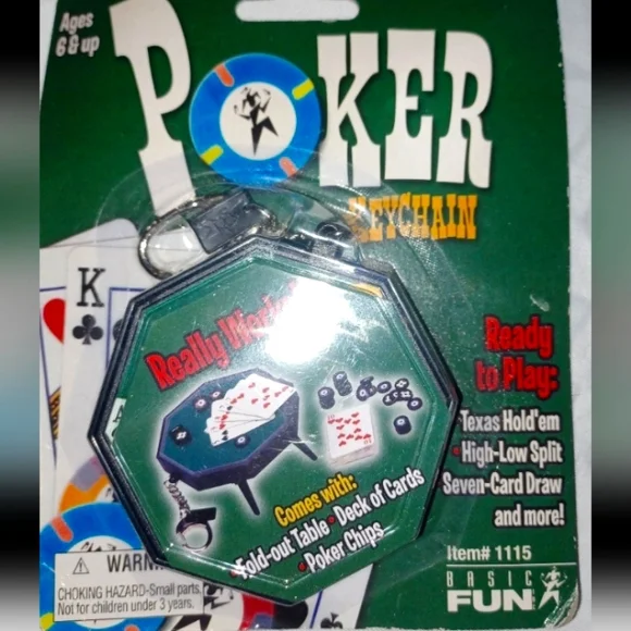 New Mini Keychain Game REAL Poker table and pieces vintage funny gag gift